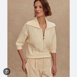 Varley Egret Arnie Half Zip Knit Sweater NWT Small